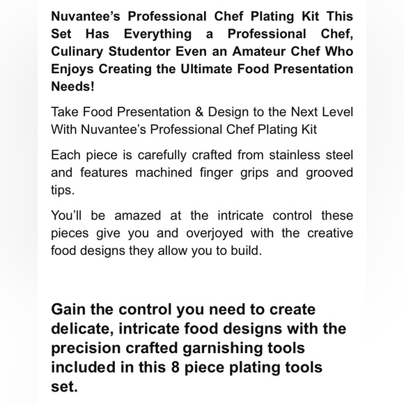 NEW 👨🏼🍳Nuvantee 8 piece Plating Tools Kit - Picture 12 of 16